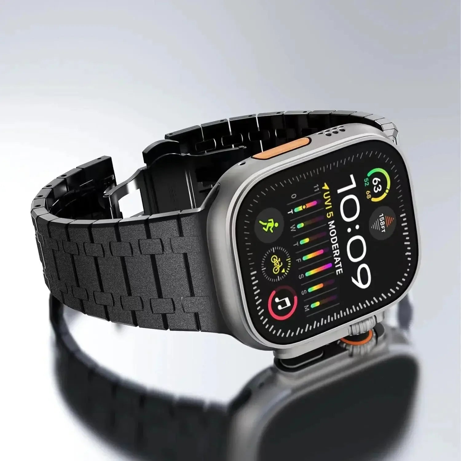 AP Style Stainless Steel Bracelet Band for Apple Watch (38mm–49mm, incl. Series 10)-ModuLoop-Viva Timepiece