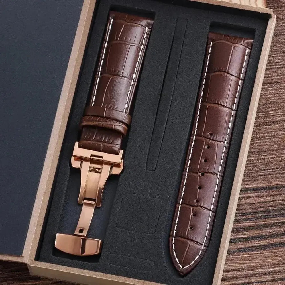 Premium Alligator-Pattern Leather Watch Strap with Butterfly Clasp – 14mm to 24mm-VivaStraps-Viva Timepiece