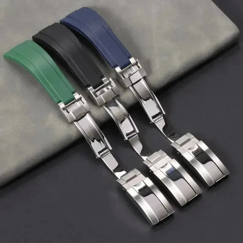20mm Curved-End TPU Rubber Watch Strap with Deployment Clasp – Premium Fit for Sport Watches-Straptique-Viva Timepiece