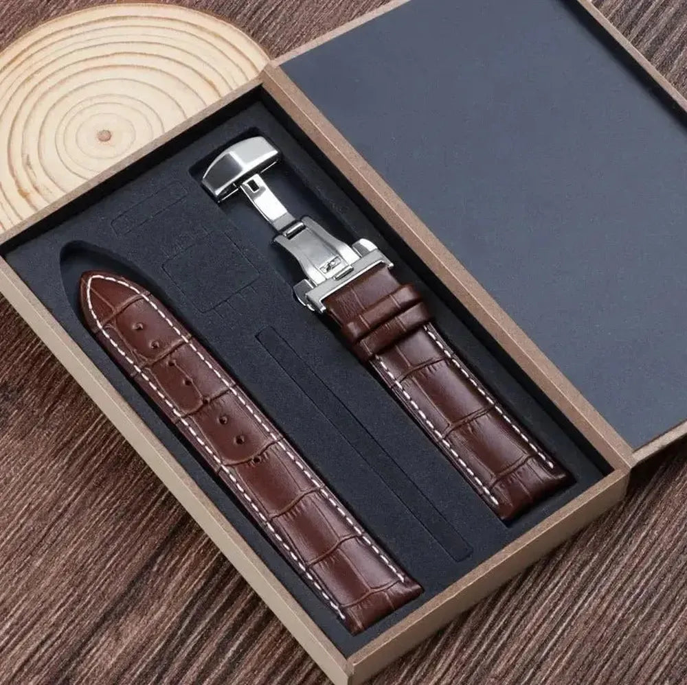 Premium Alligator-Pattern Leather Watch Strap with Butterfly Clasp – 14mm to 24mm-VivaStraps-Viva Timepiece