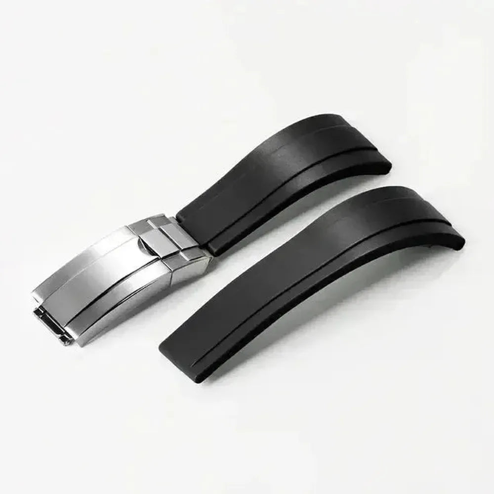 20mm Curved-End Rubber Watch Strap with Folding Clasp-VivaStraps-Viva Timepiece