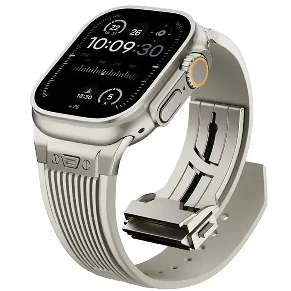 Sport Rubber Strap with Folding Pin Buckle for Apple Watch – 44mm to 49mm-Tivra-Viva Timepiece