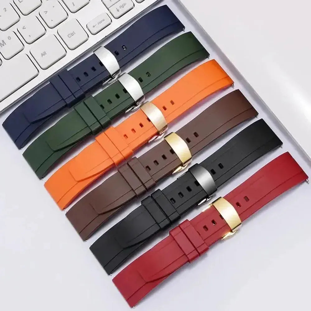 Quick Release Rubber Watch Strap with Push Clasp – 20mm 22mm 24mm-VivaStraps-Viva Timepiece