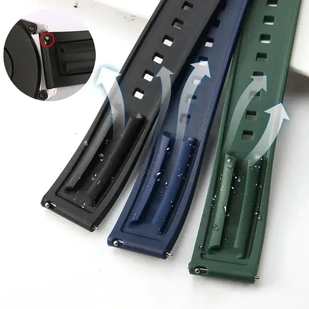 Quick Release Rubber Watch Strap with Push Clasp – 20mm 22mm 24mm-VivaStraps-Viva Timepiece