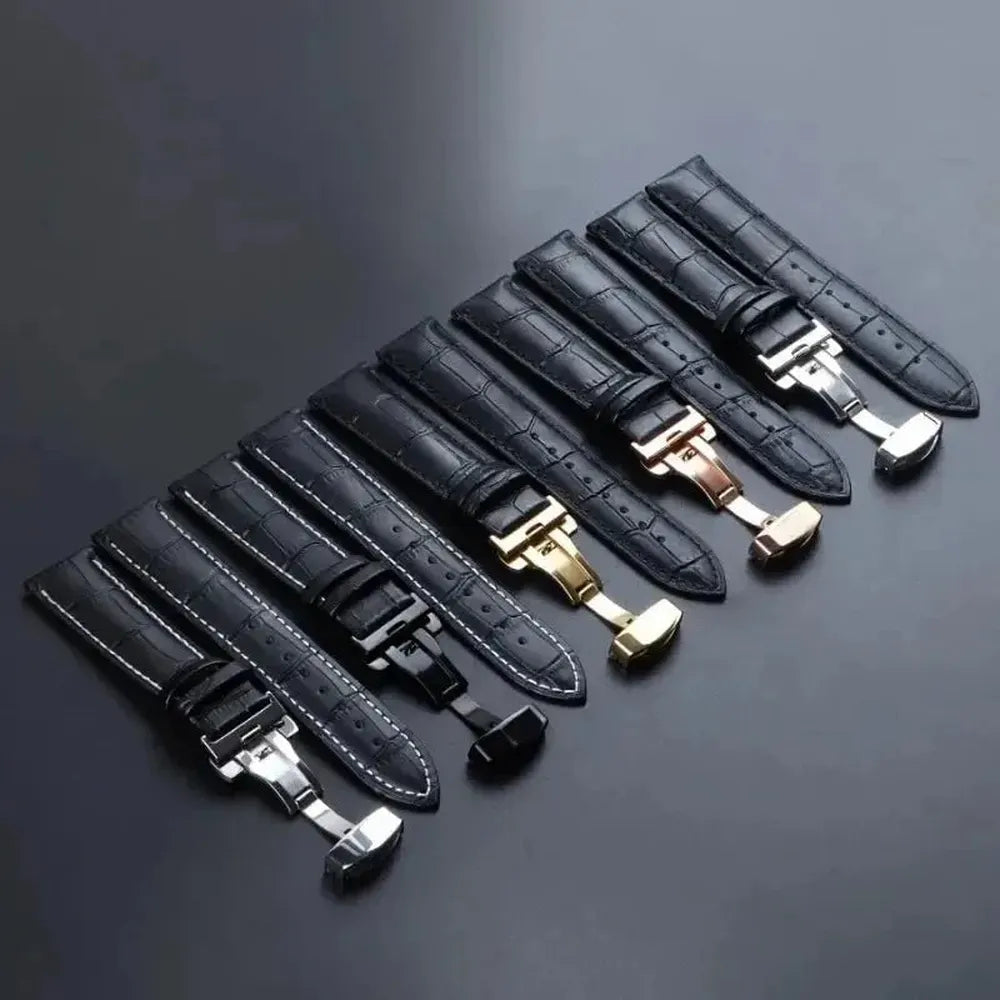 Premium Alligator-Pattern Leather Watch Strap with Butterfly Clasp – 14mm to 24mm-VivaStraps-Viva Timepiece