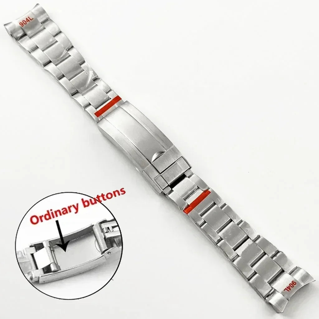 20mm 904L Stainless Steel Curved-End Watch Bracelet – Oyster & Jubilee Style-ChronoCraft-Viva Timepiece