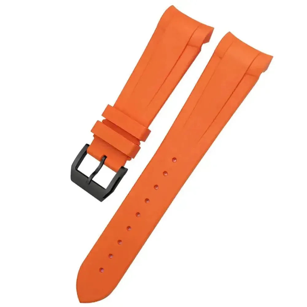 Curved-End Natural Rubber Watch Strap 20mm 22mm with Pin or Folding Clasp – Compatible with Tudor Black Bay 41mm-VivaStraps-Viva Timepiece