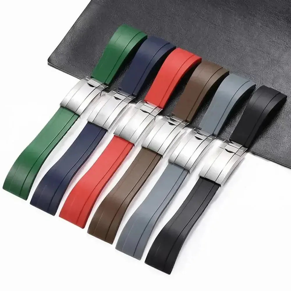 20mm Curved-End TPU Rubber Watch Strap with Deployment Clasp – Premium Fit for Sport Watches-Straptique-Viva Timepiece