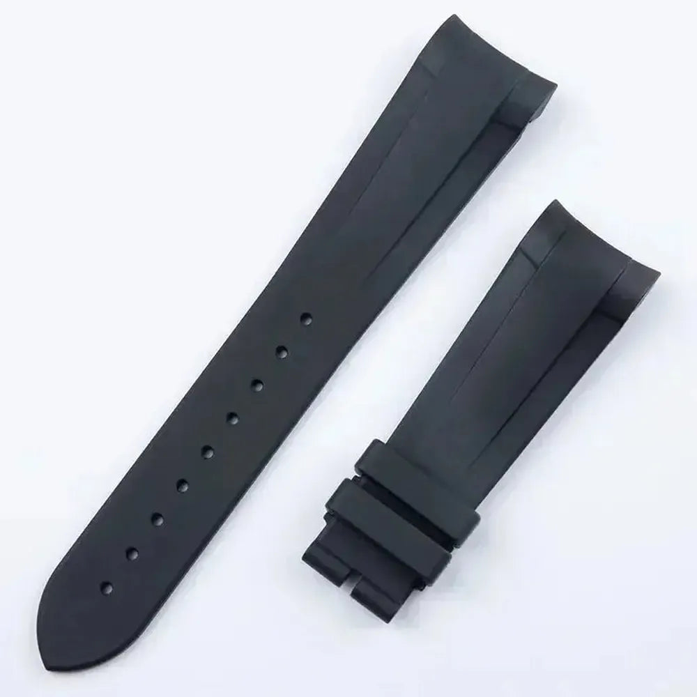 22mm FKM Rubber Curved-End Watch Strap – Folding Clasp, Bent-Lug Design-VivaStraps-Viva Timepiece