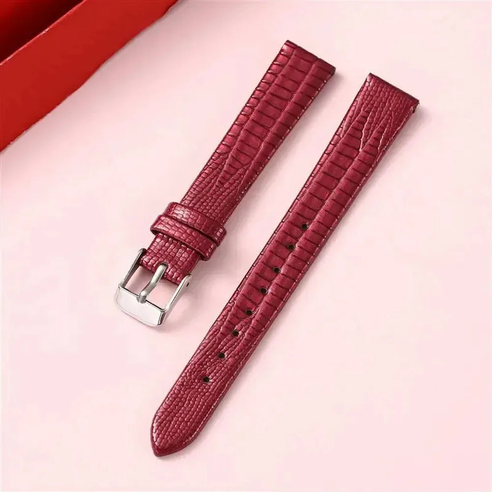 Lizard Grain Slim Leather Watch Strap for Women – 8mm, 10mm, 12mm, 14mm, 16mm-Straptique-Viva Timepiece