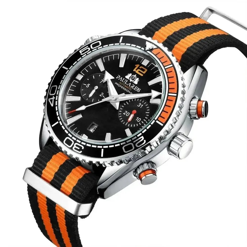 Paulareis 43mm Automatic Diver Watch – Dual-Tone Bezel, Full Calendar-Paulareis-Viva Timepiece