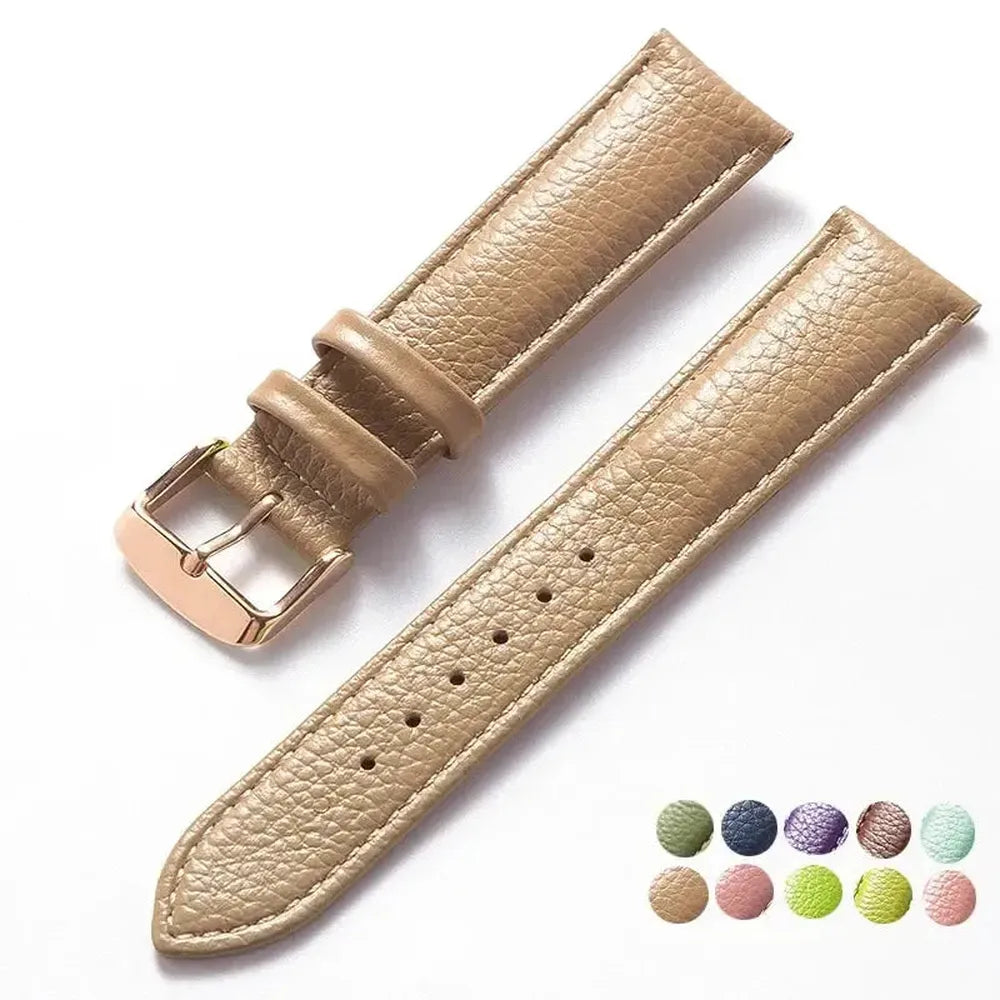 Litchi Pattern Pastel Color Genuine Leather Watch Strap 16mm–22mm-Straptique-Viva Timepiece