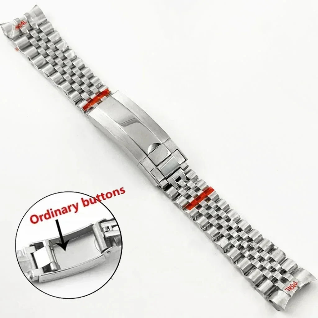 20mm 904L Stainless Steel Curved-End Watch Bracelet – Oyster & Jubilee Style-ChronoCraft-Viva Timepiece