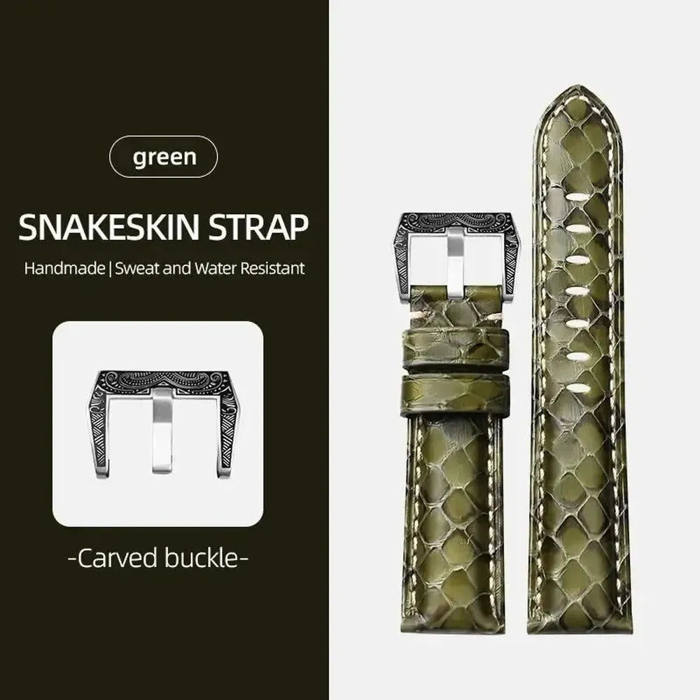 Luxury Python Snakeskin Watch Strap for Traditional Watches – 20mm 22mm 24mm 26mm-Straptique-Viva Timepiece