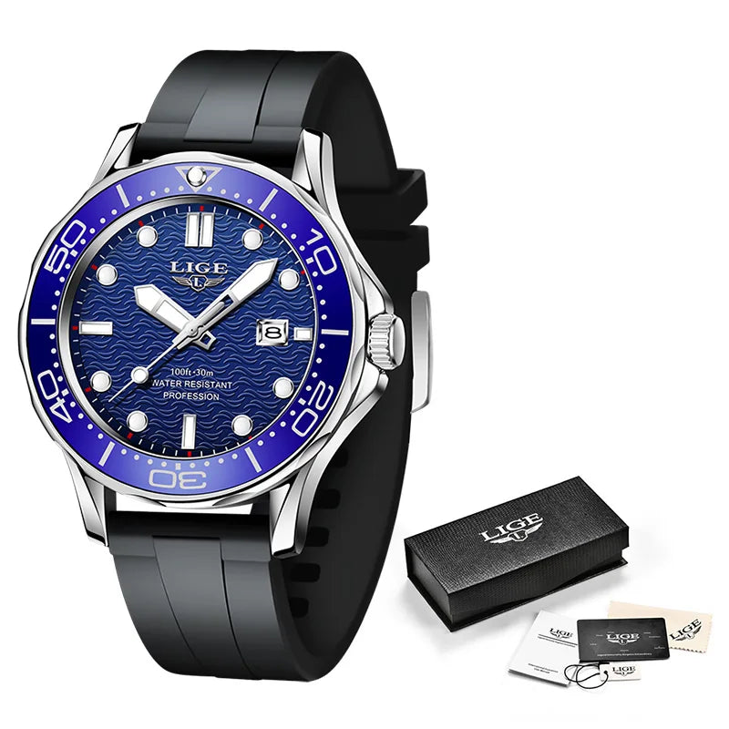 LIGE 8936 Men's Quartz Sport Watch – 3BAR Luminous Date