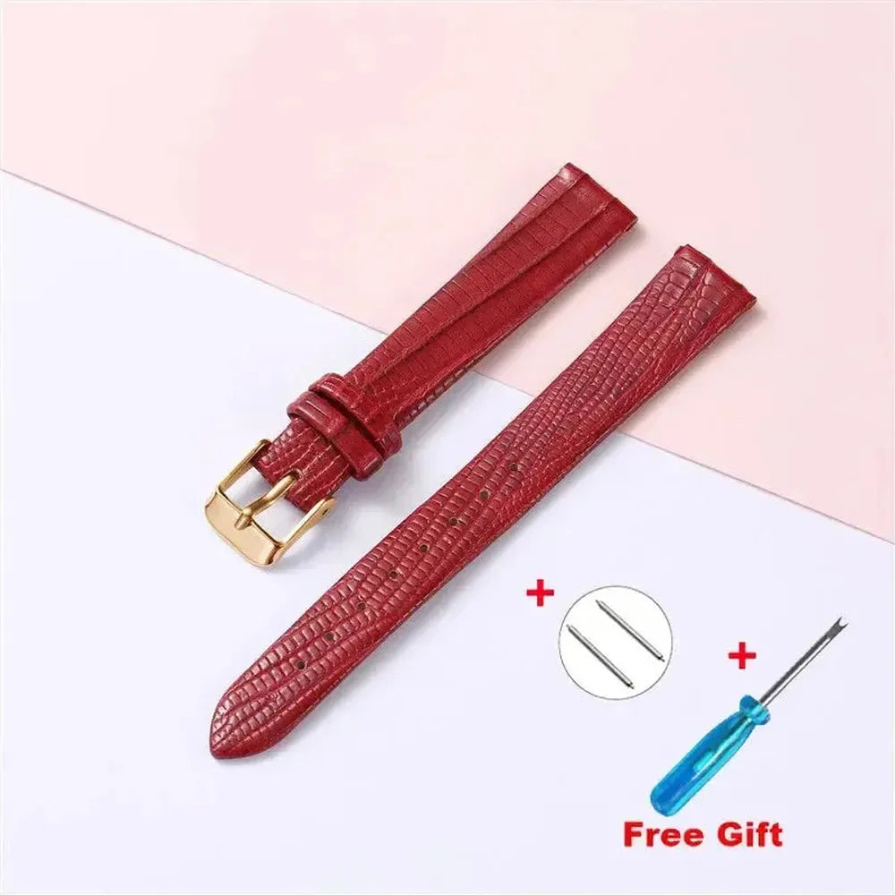 Lizard Grain Slim Leather Watch Strap for Women – 8mm, 10mm, 12mm, 14mm, 16mm-Straptique-Viva Timepiece