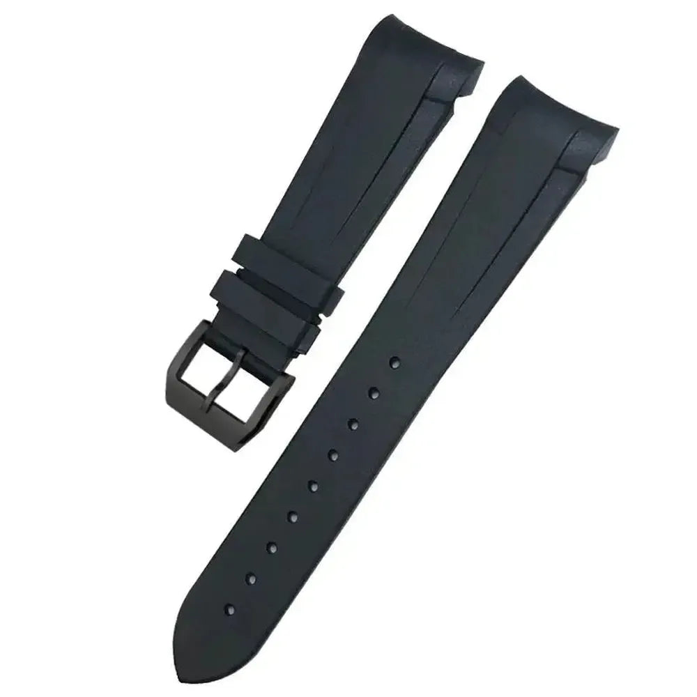 Curved-End Natural Rubber Watch Strap 20mm 22mm with Pin or Folding Clasp – Compatible with Tudor Black Bay 41mm-VivaStraps-Viva Timepiece