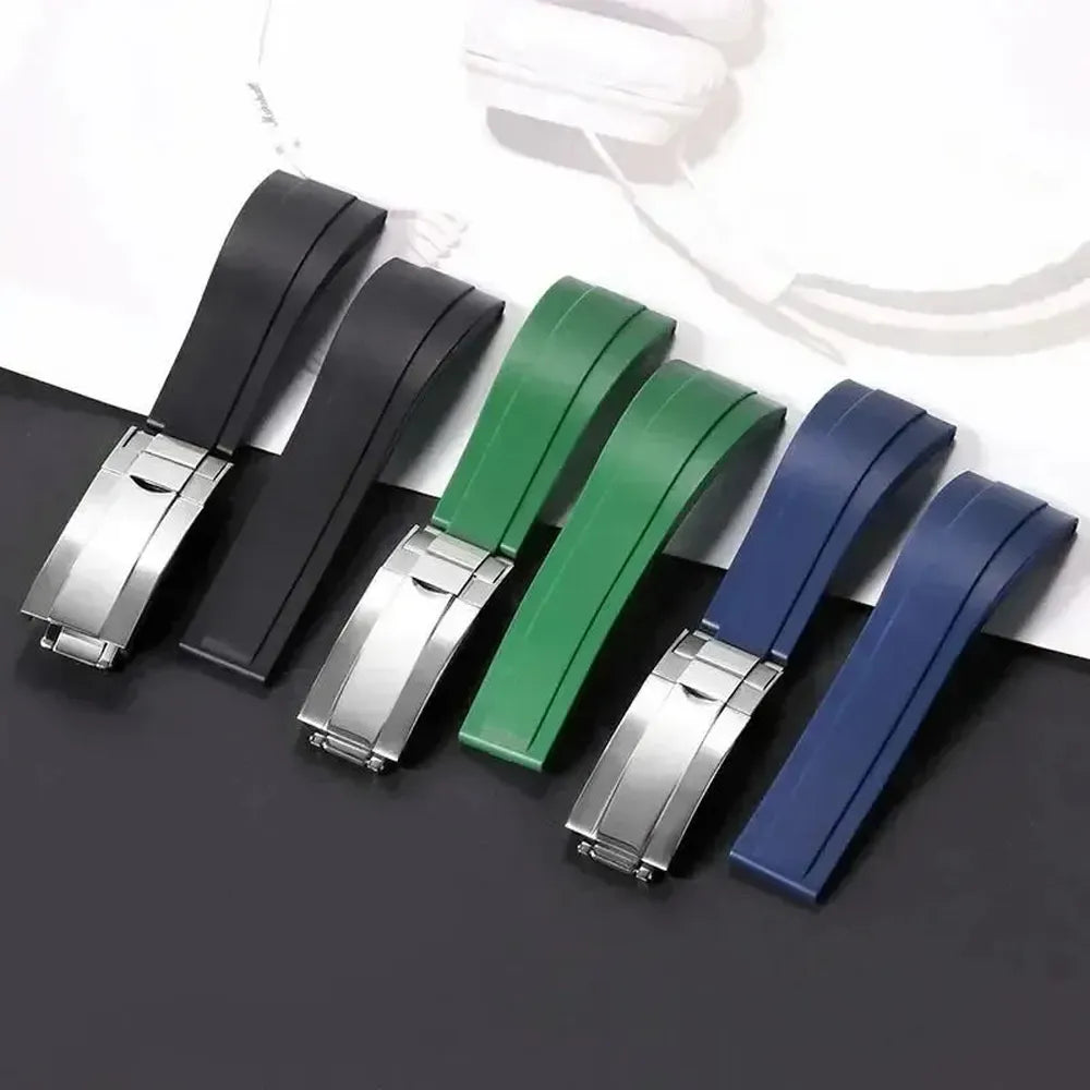 20mm Curved-End TPU Rubber Watch Strap with Deployment Clasp – Premium Fit for Sport Watches-Straptique-Viva Timepiece