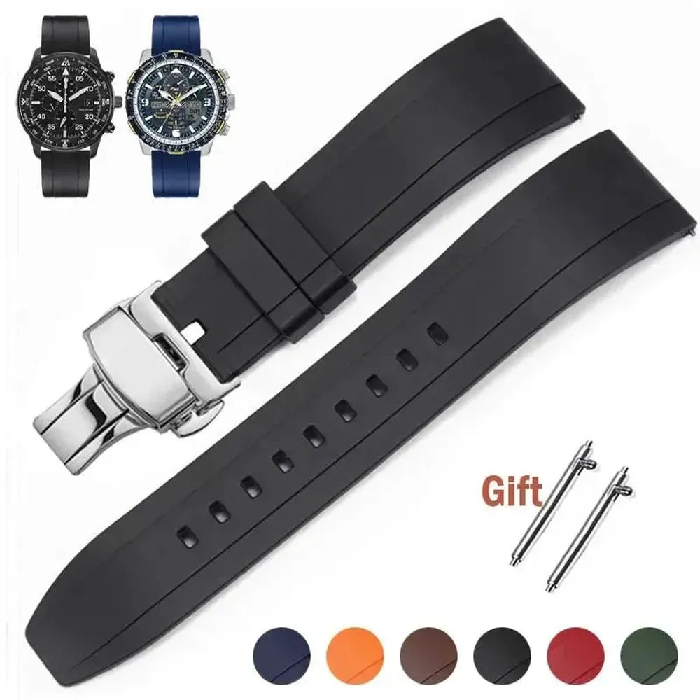 Quick Release Rubber Watch Strap with Push Clasp – 20mm 22mm 24mm-VivaStraps-Viva Timepiece