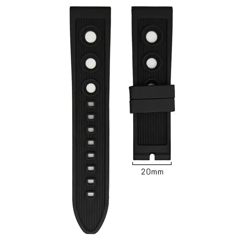 Natural Rubber Sports Watch Strap – 20mm 21mm 22mm, Stainless Steel Buckle-VivaStraps-Viva Timepiece