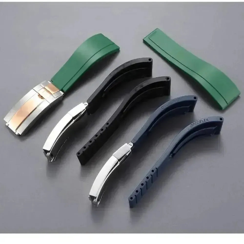 20mm Curved-End Rubber Watch Strap with Folding Clasp-VivaStraps-Viva Timepiece