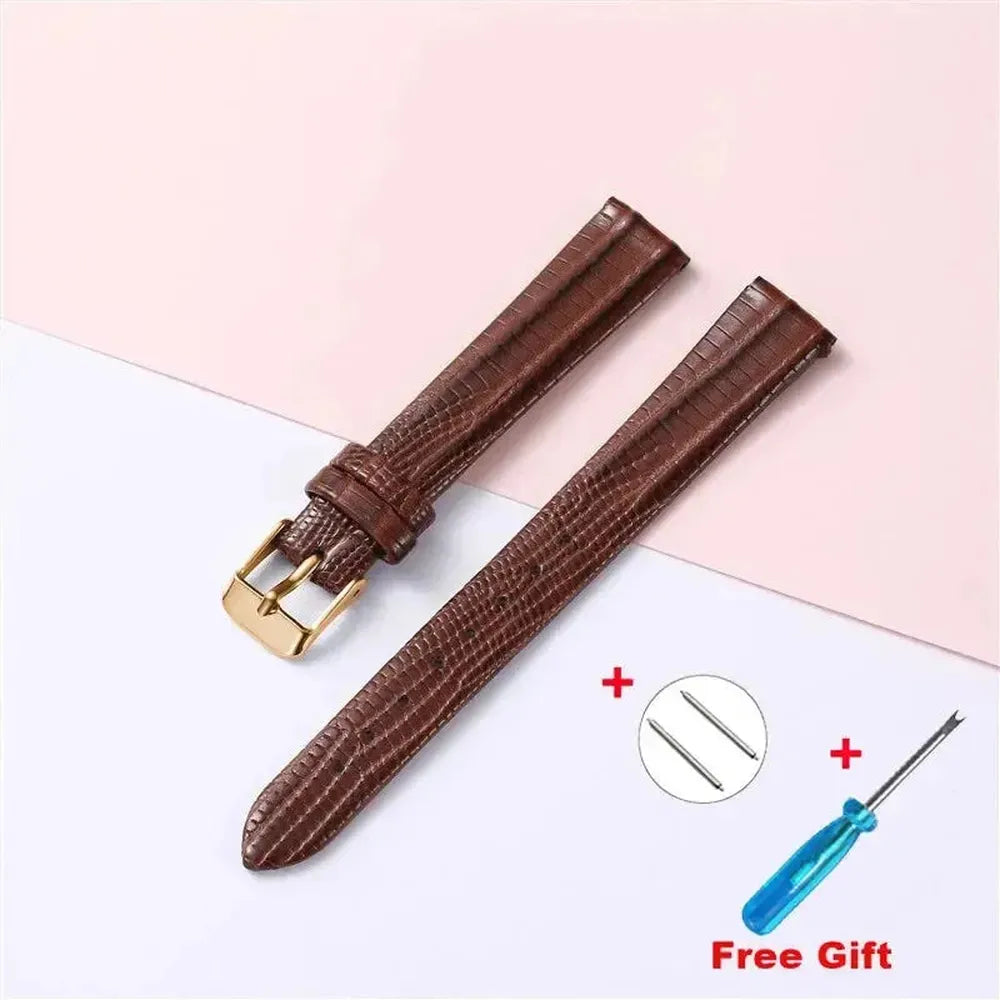 Lizard Grain Slim Leather Watch Strap for Women – 8mm, 10mm, 12mm, 14mm, 16mm-Straptique-Viva Timepiece