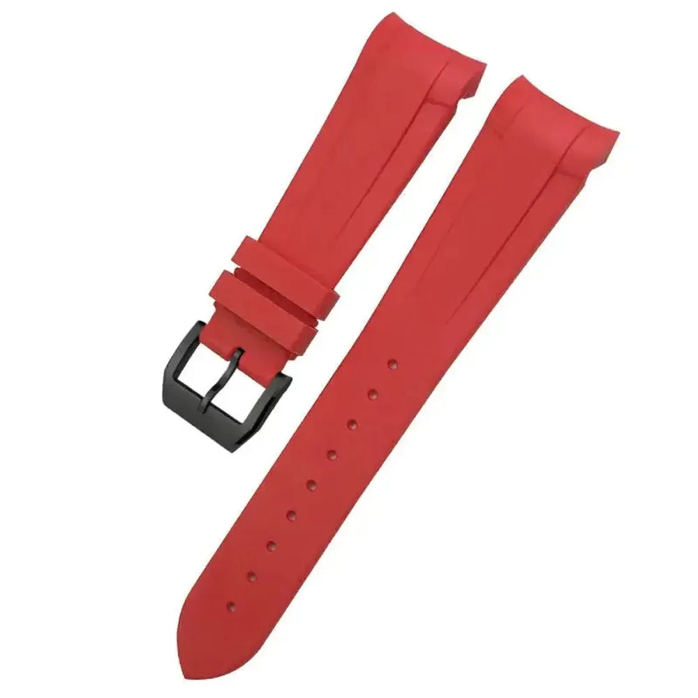 Curved-End Natural Rubber Watch Strap 20mm 22mm with Pin or Folding Clasp – Compatible with Tudor Black Bay 41mm-VivaStraps-Viva Timepiece