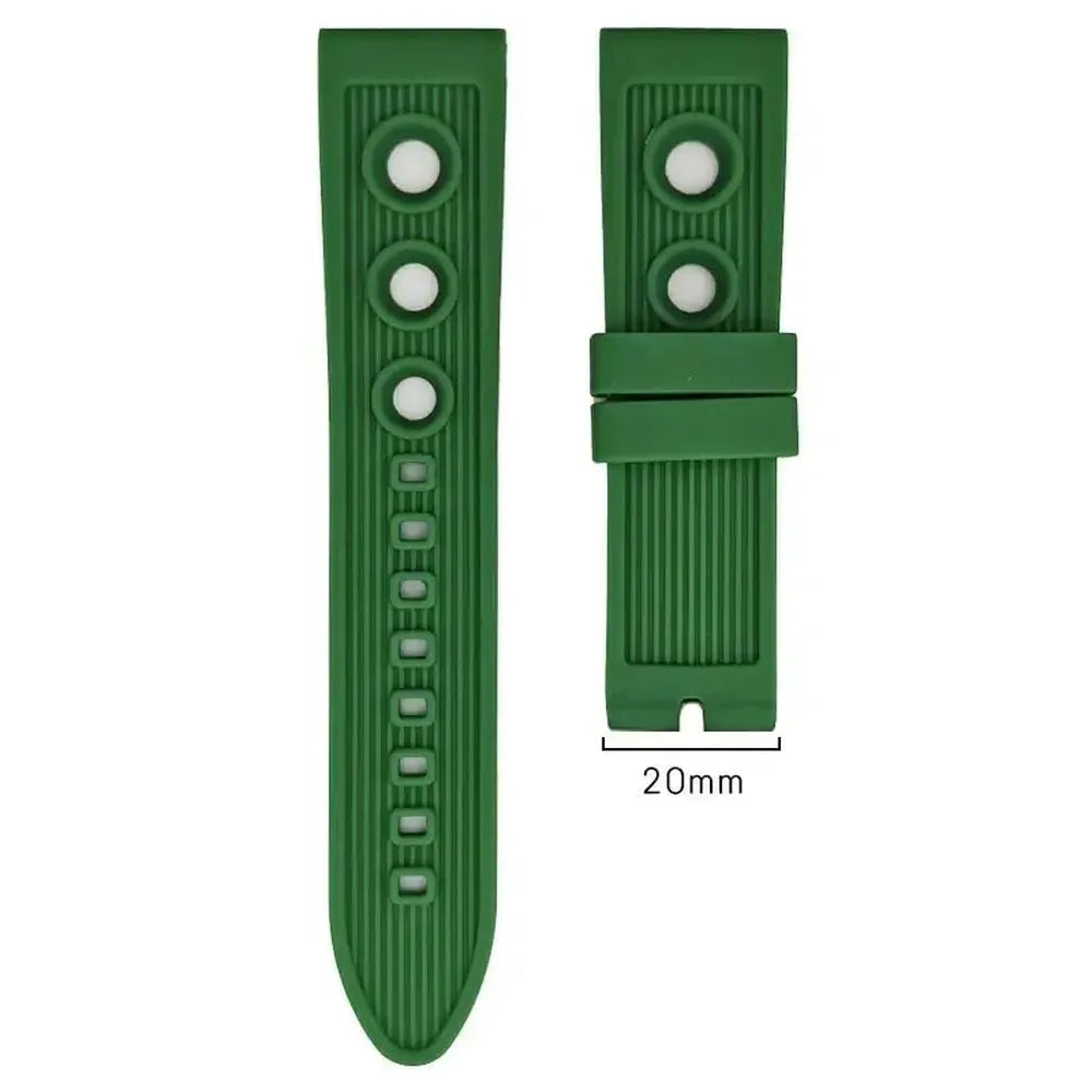 Natural Rubber Sports Watch Strap – 20mm 21mm 22mm, Stainless Steel Buckle-VivaStraps-Viva Timepiece
