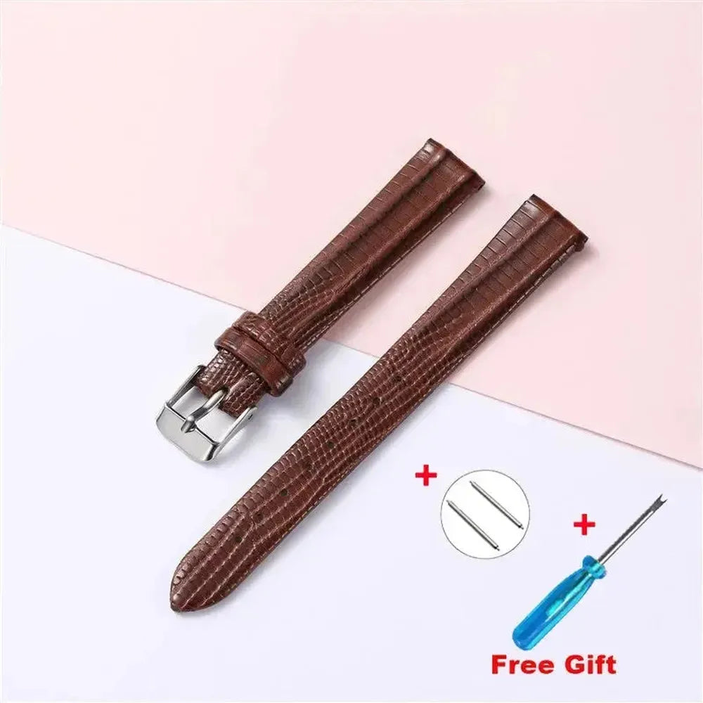 Lizard Grain Slim Leather Watch Strap for Women – 8mm, 10mm, 12mm, 14mm, 16mm-Straptique-Viva Timepiece