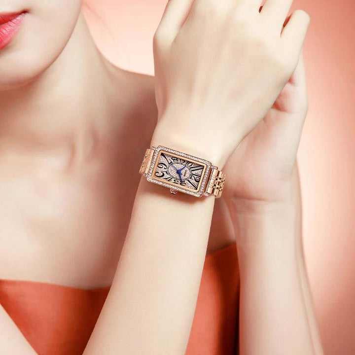 Dom CZ Diamond Rectangular Quartz Women's Watch - Viva Timepiece