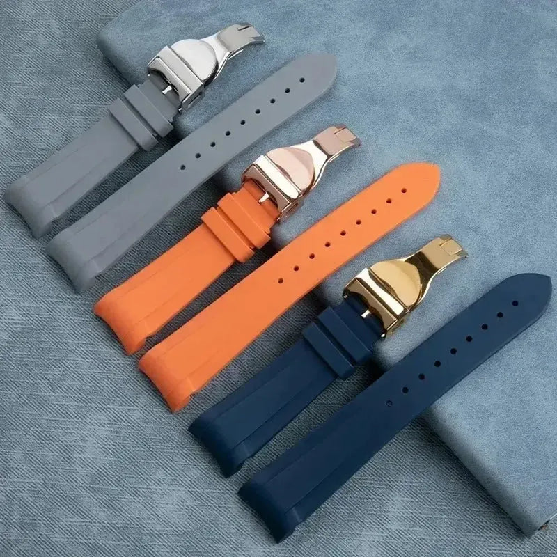 22mm FKM Rubber Curved-End Strap with Folding Buckle for Tudor Black Bay 1958, Pelagos, GMT - Viva Timepiece