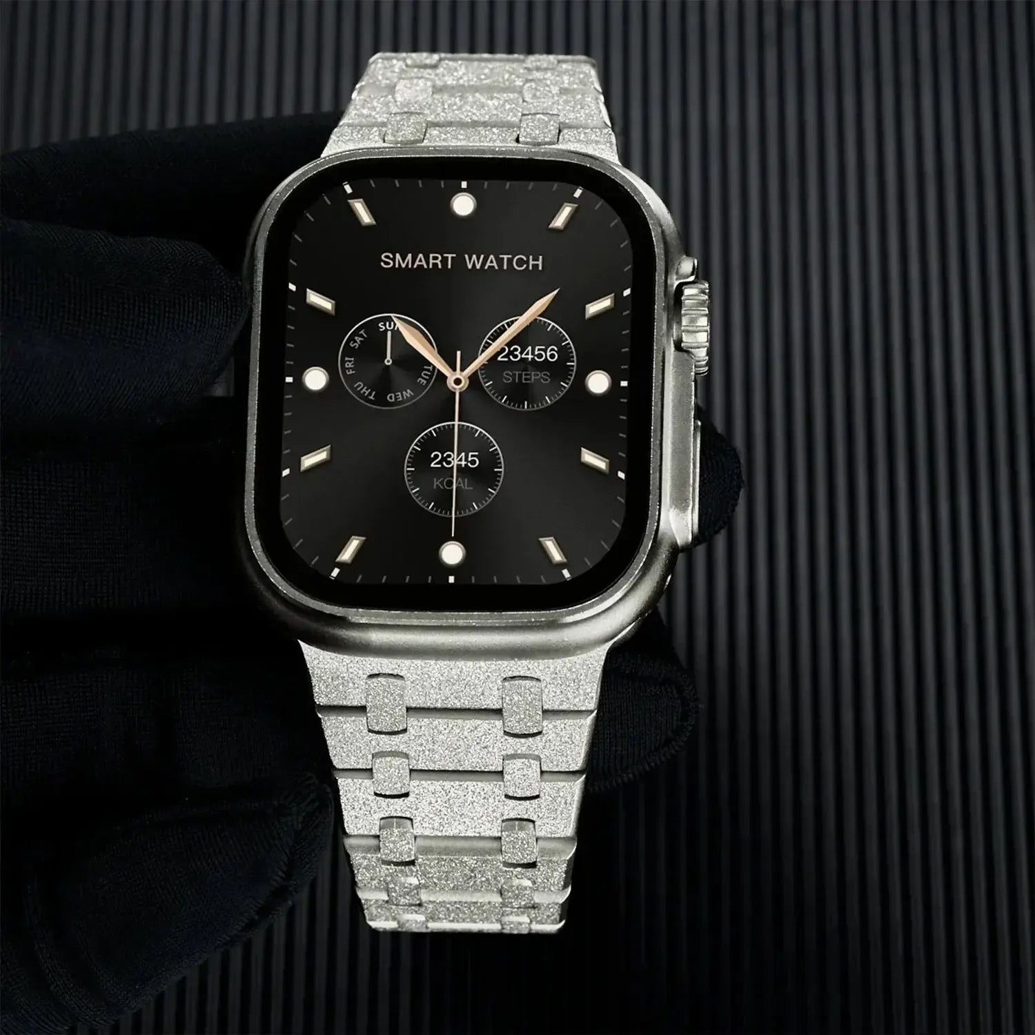 AP Style Stainless Steel Bracelet Band for Apple Watch (38mm–49mm, incl. Series 10)-ModuLoop-Viva Timepiece