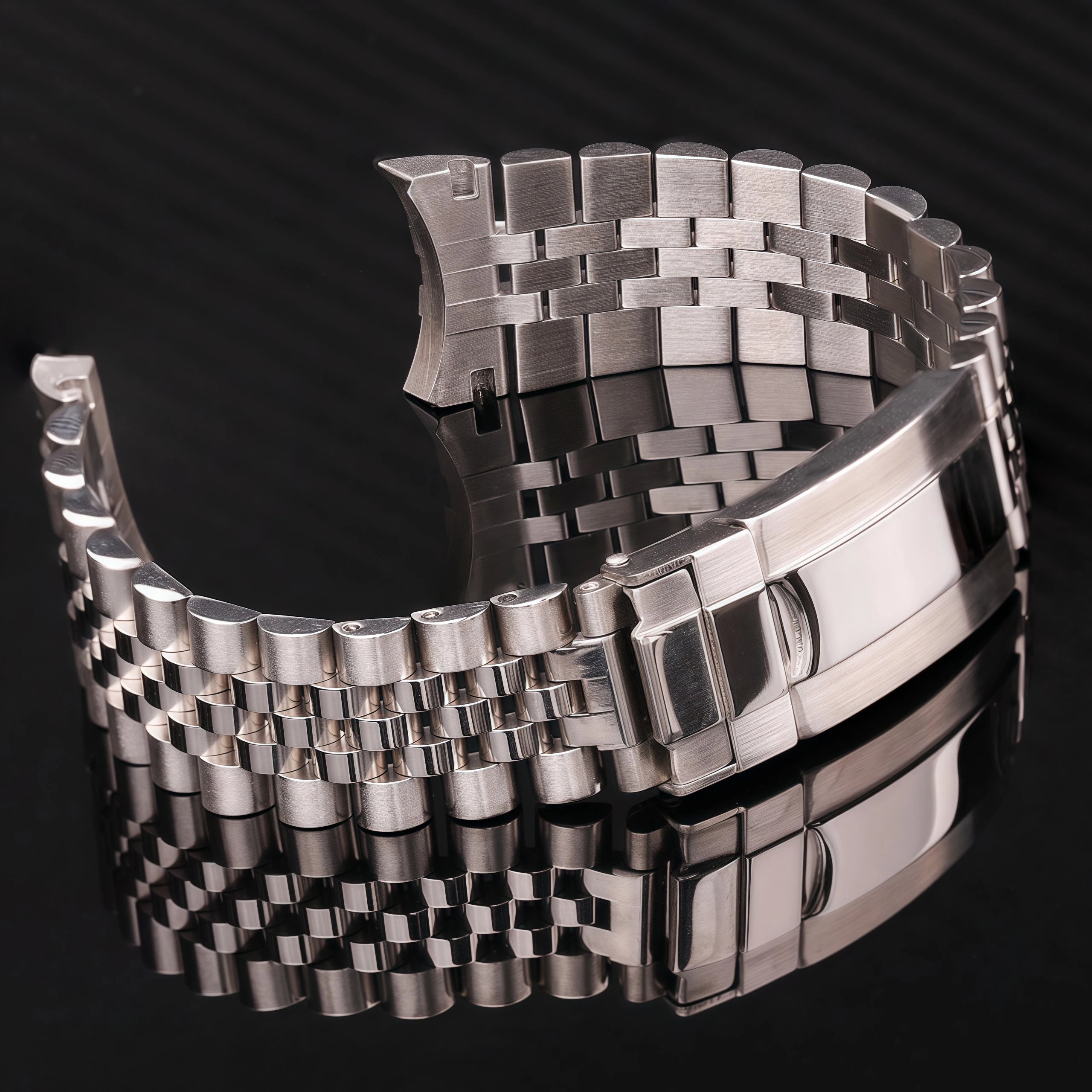 904L Stainless Steel Curved End Jubilee-Style Watch Bracelet – 20mm, Folding Clasp with Safety-ChronoCraft-Viva Timepiece