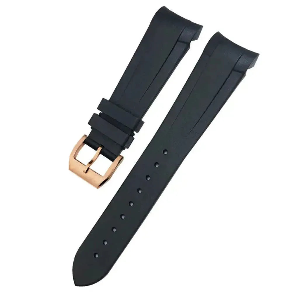 Curved-End Natural Rubber Watch Strap 20mm 22mm with Pin or Folding Clasp – Compatible with Tudor Black Bay 41mm-VivaStraps-Viva Timepiece