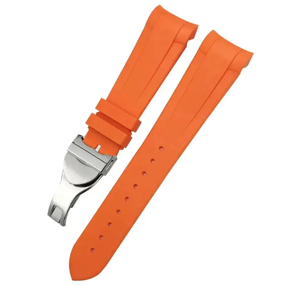 Curved-End Natural Rubber Watch Strap 20mm 22mm with Pin or Folding Clasp – Compatible with Tudor Black Bay 41mm-VivaStraps-Viva Timepiece