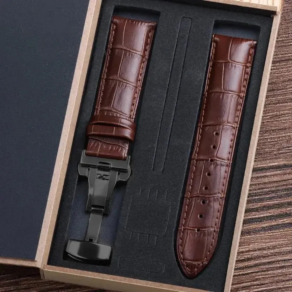 Premium Alligator-Pattern Leather Watch Strap with Butterfly Clasp – 14mm to 24mm-VivaStraps-Viva Timepiece