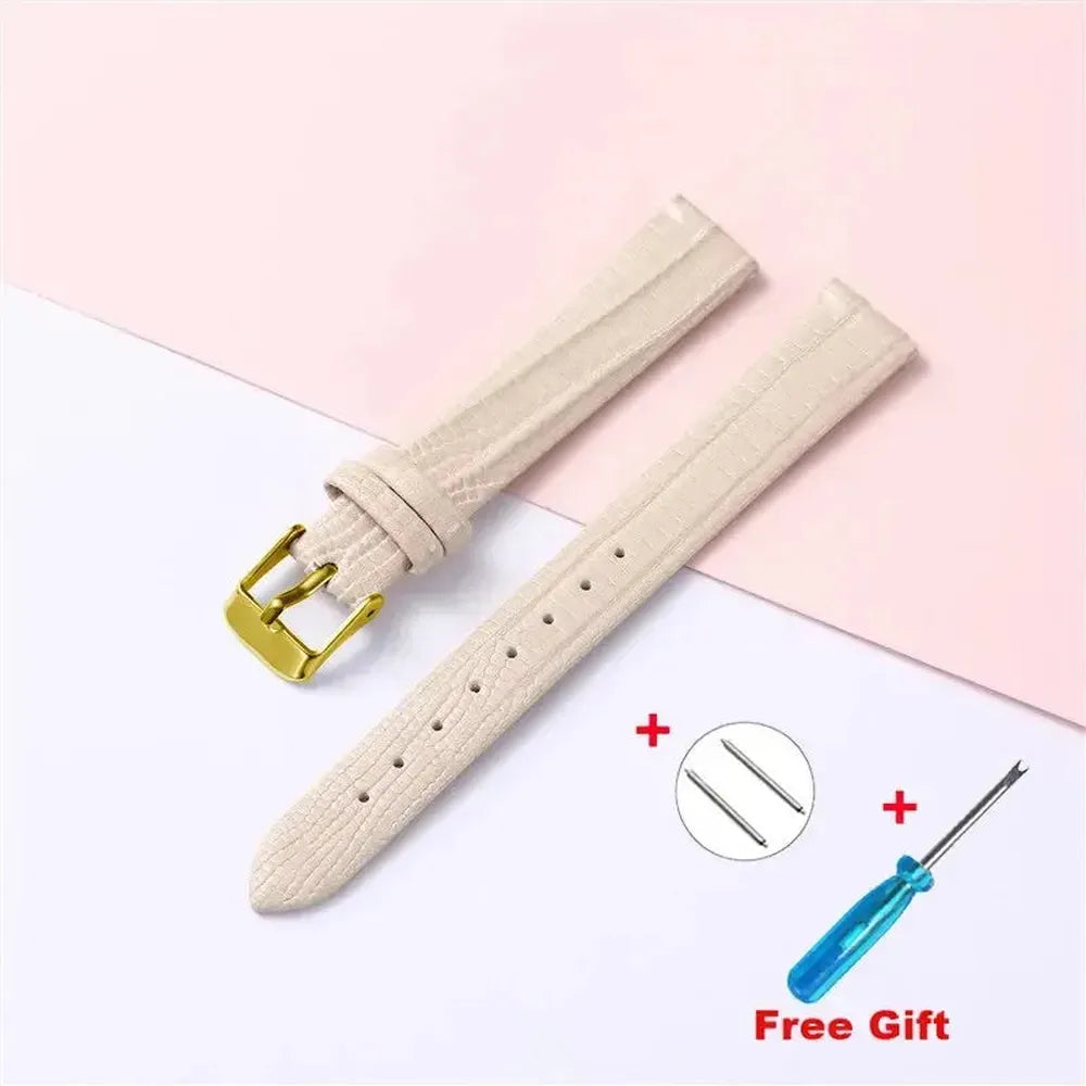 Lizard Grain Slim Leather Watch Strap for Women – 8mm, 10mm, 12mm, 14mm, 16mm-Straptique-Viva Timepiece