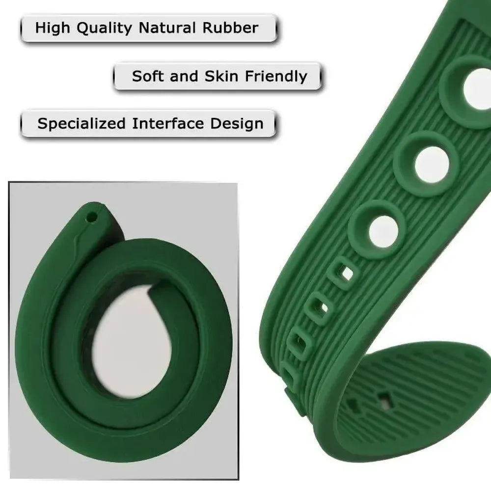 Natural Rubber Sports Watch Strap – 20mm 21mm 22mm, Stainless Steel Buckle-VivaStraps-Viva Timepiece