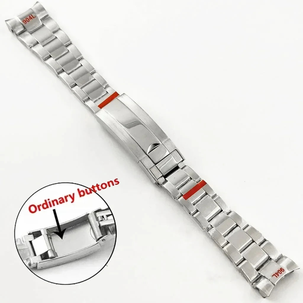 20mm 904L Stainless Steel Curved-End Watch Bracelet – Oyster & Jubilee Style-ChronoCraft-Viva Timepiece