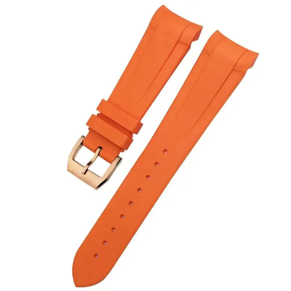 Curved-End Natural Rubber Watch Strap 20mm 22mm with Pin or Folding Clasp – Compatible with Tudor Black Bay 41mm-VivaStraps-Viva Timepiece