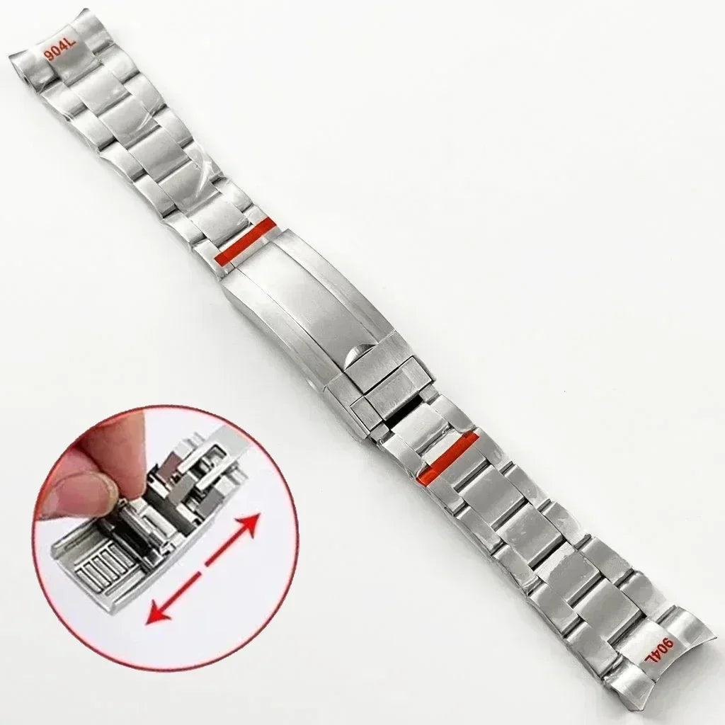 20mm 904L Stainless Steel Curved-End Watch Bracelet – Oyster & Jubilee Style-ChronoCraft-Viva Timepiece