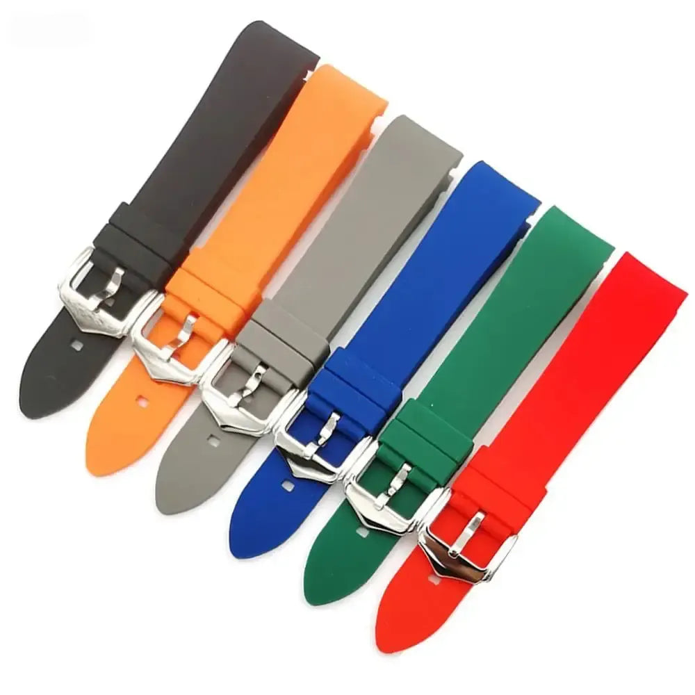 Curved End Silicone Diving Watch Strap 18-24mm – Waterproof Sport Replacement Band-Straptique-Viva Timepiece