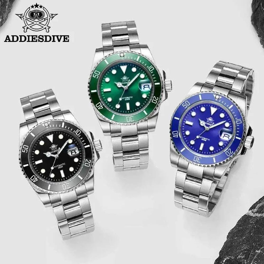 Addiesdive 41mm Automatic Diver Watch – Sapphire Crystal, Ceramic Bezel, NH35-Addiesdive-Viva Timepiece
