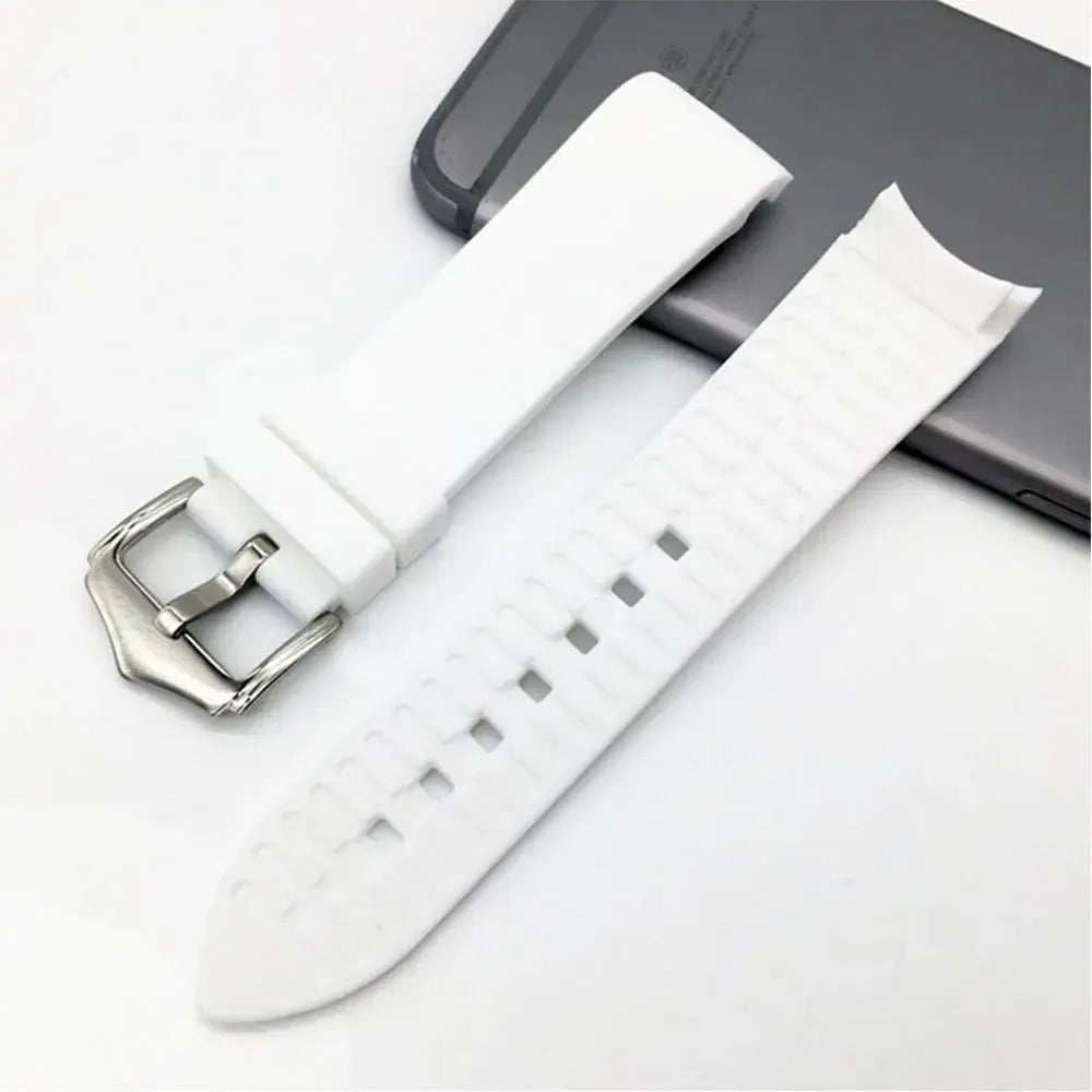 Curved End Silicone Diving Watch Strap 18-24mm – Waterproof Sport Replacement Band-Straptique-Viva Timepiece