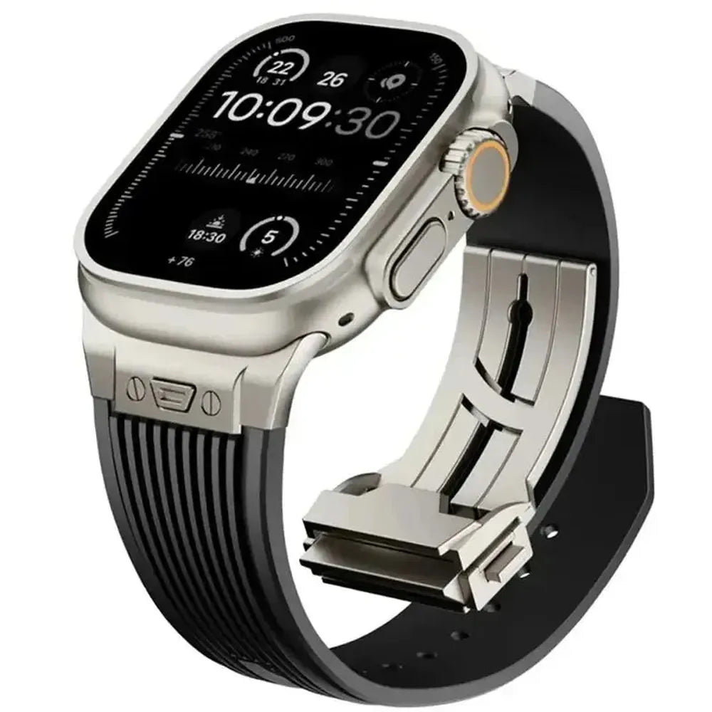 Sport Rubber Strap with Folding Pin Buckle for Apple Watch – 44mm to 49mm-Tivra-Viva Timepiece