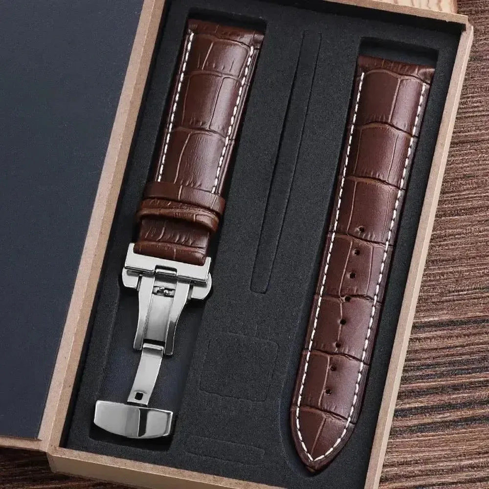 Premium Alligator-Pattern Leather Watch Strap with Butterfly Clasp – 14mm to 24mm-VivaStraps-Viva Timepiece