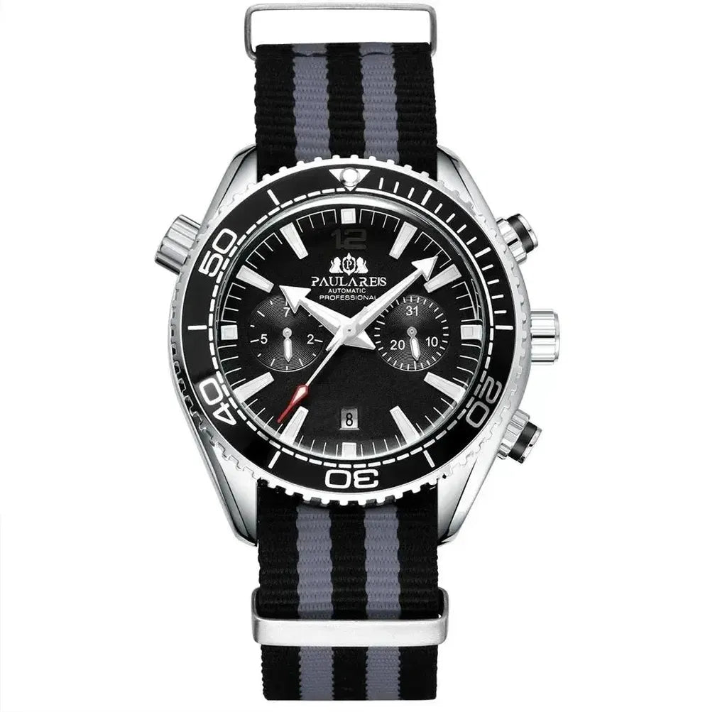 Paulareis 43mm Automatic Diver Watch – Dual-Tone Bezel, Full Calendar-Paulareis-Viva Timepiece