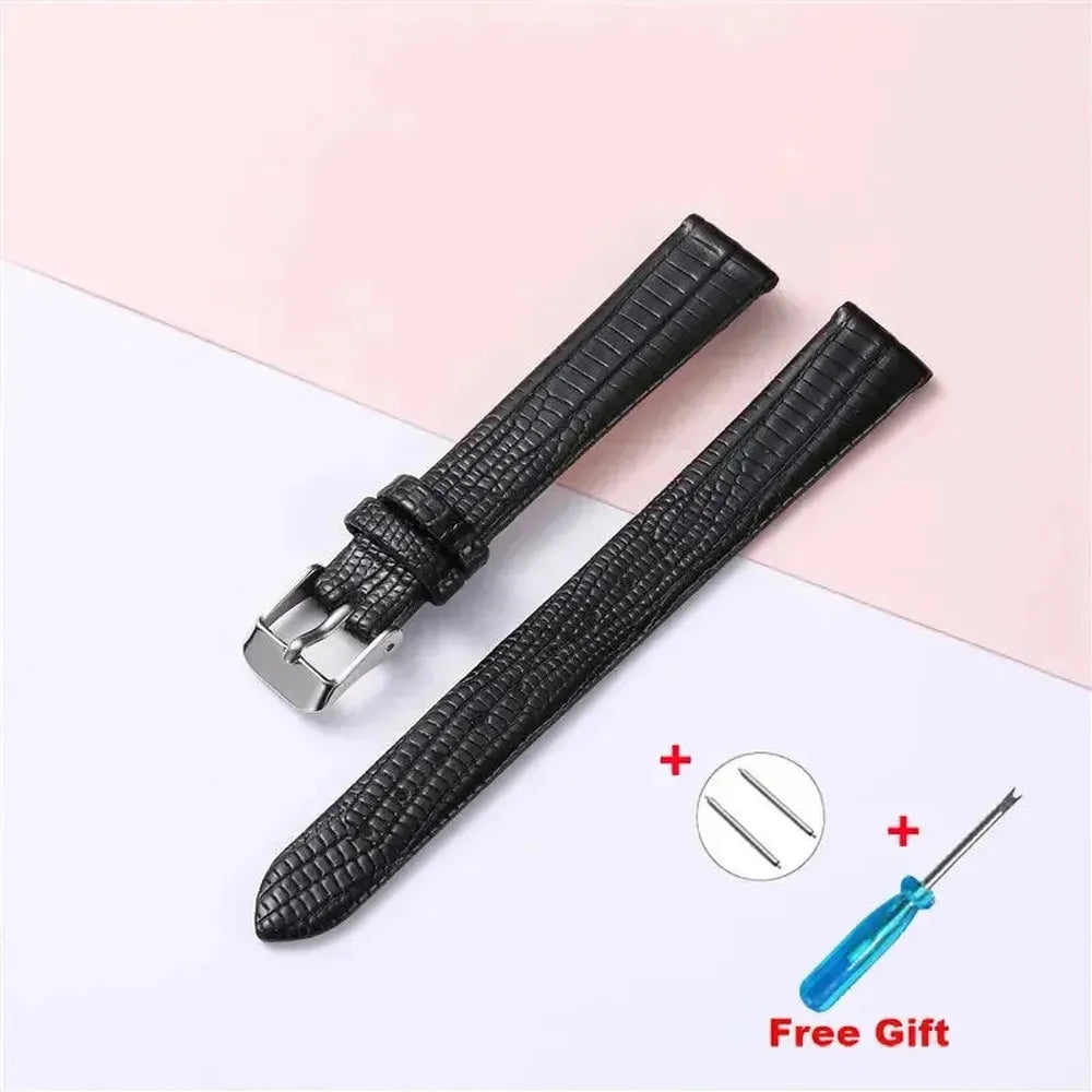 Lizard Grain Slim Leather Watch Strap for Women – 8mm, 10mm, 12mm, 14mm, 16mm-Straptique-Viva Timepiece