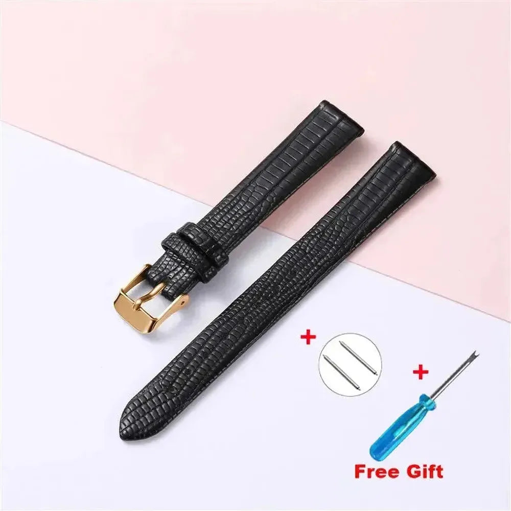 Lizard Grain Slim Leather Watch Strap for Women – 8mm, 10mm, 12mm, 14mm, 16mm-Straptique-Viva Timepiece