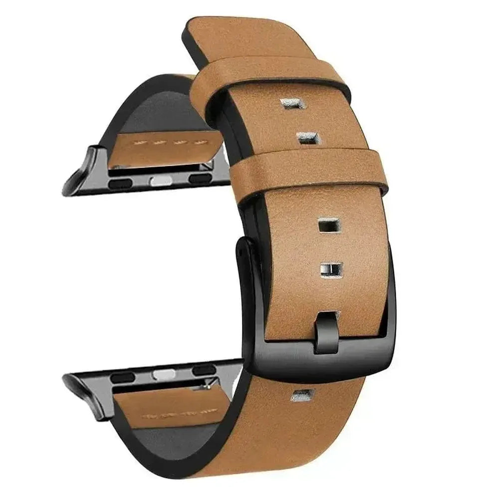 Classic Buckle Leather Strap Compatible with Apple Watch Series 10, 9, 8, SE, Ultra-Tivra-Viva Timepiece